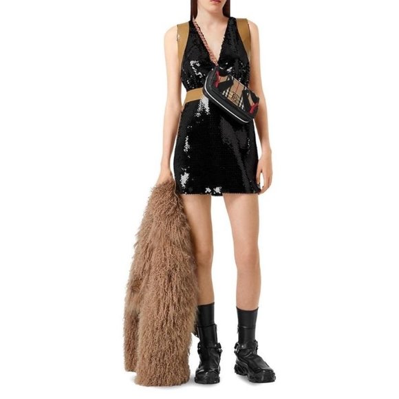 Authentic Burberry Oana Tape-Trimmed Sequin Dress - Picture 1 of 15